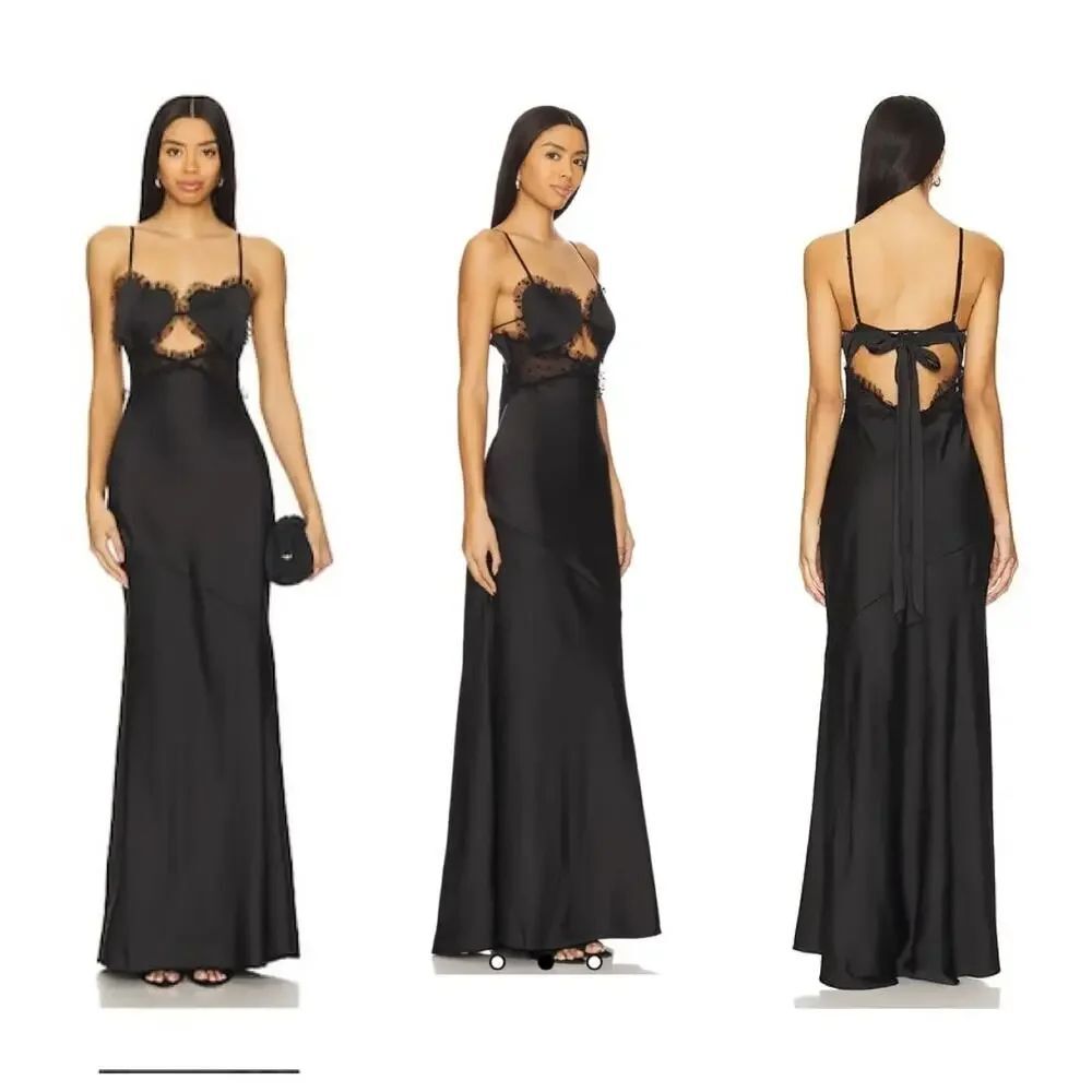 for love and lemons black val maxi dress M